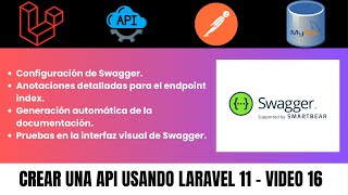 Crear una API usando LARAVEL 11 ✅ Documentando nuestra API LARAVEL 11 con SWAGGER 🚀 Video 16 [upl. by Ahsiuqel]