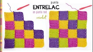 Entrelac en punto red para colchas de bebé tejido a crochet Tejiendo Perú [upl. by Mufinella]