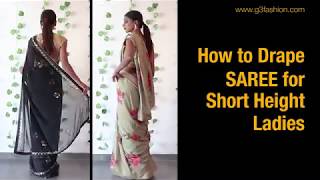 How to drape Saree for Short Women  Short Girls Saree Draping [upl. by Skelly871]