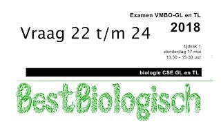 Biologie examen VMBO TL en GL 2018 eerste tijdvak vraag 22 tm 24 [upl. by Adnorhs]