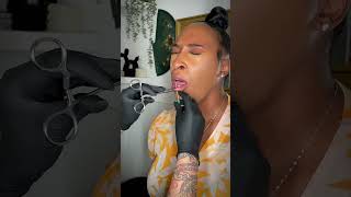 Ashley lip piercing ⚠️ Don’t try this at home piercing lippiercing piercer lip [upl. by Anawek]