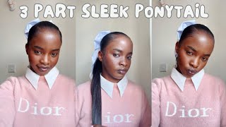 HOW TO 3 PART SLEEK PONYTAIL  QUICK AND EASY [upl. by Froma]