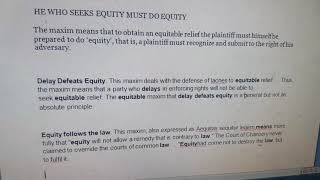 Maxims of Equity part 1 [upl. by Eiryt]