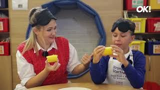 Poppy O’Toole tries mystery fruit and vegetables with schoolchildren [upl. by Stafford]