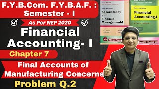 Chapter 7 Final Accounts of Manufacturing Concerns  Problem Q2  FYBCom FYBAF Semester  1 [upl. by Harvie]