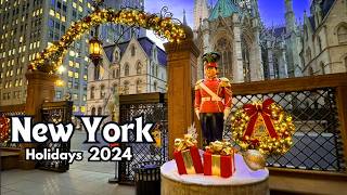 4k NYC Christmas Walk 2024  Cartier Light Show  Lotte New York Palace [upl. by Anglim547]