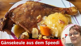 ✅ 👉 echt super  Gänsekeule mit Knödel und Rosenkohl aus Ninja Speeedi Heißluftfritteuse Rezepte [upl. by Enaenaj]