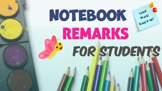 Notebook Remarks for Students  Notebook Remarks [upl. by Hector723]