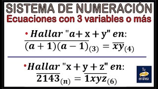 SISTEMA DE NUMERACIÓN Ecuaciones con Tres variables o más [upl. by Vania466]