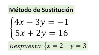 Resolucion de sistemas de ecuaciones  metodo de sustitucion ejemplo 02 [upl. by Guillemette511]