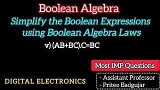 Examples Boolean Expression Simplification booleanalgebra Q ABBCCBC digital electronics [upl. by Nytsuj41]