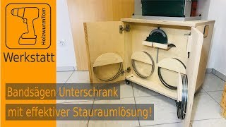 Werkstattmöbel selbst gebaut  Unterschrank für die Bandsäge mit effektiver Stauraumlösung [upl. by Purvis]