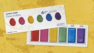 Gansai Tambi Gem Colors A New Metallic Watercolor Set from Zig Kuretake [upl. by Gweneth491]