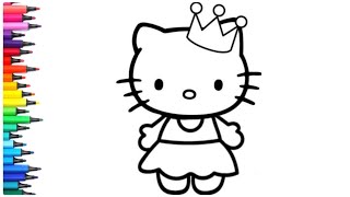 Hello Kitty Princess Drawing Painting amp Coloring For Kids and Toddlers Child Art [upl. by Aphra772]