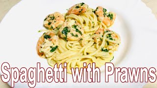 Creamy Garlic Prawn Spaghetti Recipe [upl. by Trawets]