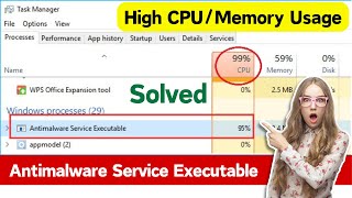 Fix Antimalware Service Executable High Memory  CPU Usage  Disable Antimalware Service Executable [upl. by Skye]