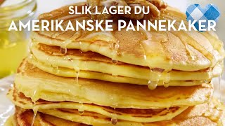 Amerikanske pannekaker med lønnesirup eller bacon om du vil  TINE Kjøkken [upl. by Yelkrab]