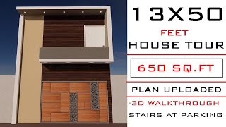 13x50 HOUSE PLAN WITH 3D ELEVATION13X50 HOUSE DESIGN1350 GHAR KA NAKSHA13 BY 50 MAKAAN KA DESIGN [upl. by Rokach]