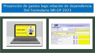 Proyección de gastos bajo relación de dependencia Del Formulario SRIGP 2023 [upl. by Belda]