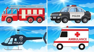 Emergency Vehicles Names and Sound Trucks for Toddlers learning  🚑 🚒🚓 trucks firetruck [upl. by Shutz]