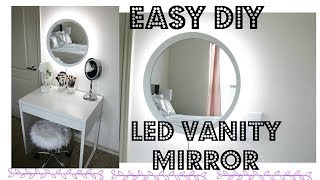 DIY VANITY MIRROR wLED LIGHTS UNDER 50  CHEAP amp EASY  DDLUVSBEAUTY [upl. by Losse]