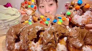 ASMR Crispy Chocolate Donut【Mukbang Eating Sounds】【English subtitles】 [upl. by Bear]