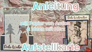 Aufstellkarte Anleitung ❤️ Schritt für Schritt 💕 Karte basteln🤩 💕 Action amp Ideen mit Herz Papier🎄 [upl. by Atinauq]