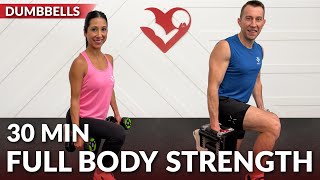 30 Minute Full Body Workout at Home Strength Training with Dumbbells  Dumbbell Resistance Training [upl. by Akli]