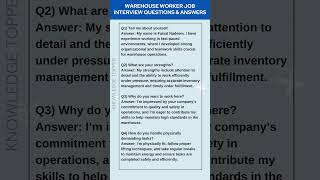 Most Common Warehouse Worker Interview Questions and Answer [upl. by Ahseret132]