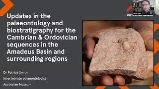 Patrick Smith Updates in the palaeontology amp biostratigraphy for Cambrian amp Ordovician Amadeus Basin [upl. by Jeffers]