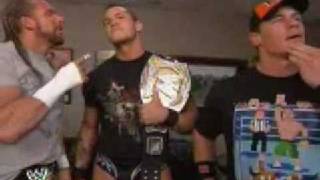 Triple H Orton and Cena backstage 03 03 08 [upl. by Selim]