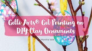 Gelli Arts® Gel Printing on DIY Clay Ornaments [upl. by Ahsemac]