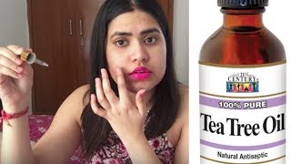 Top 10 ways to use TEA TREE OIL amp benefits for acne  face  hair  skin  body  टी ट्री ऑयल [upl. by Lipski]