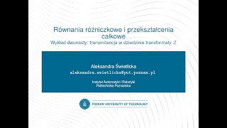 Równania różniczkowe i przekształcenia całkowe wykład 12 Transformata Z cz 5 [upl. by Blakely]