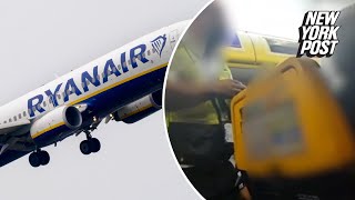 Mass brawl breaks out 30000 feet in the sky on Ryanair prompting emergency landing [upl. by Massab]