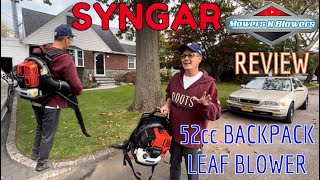 Syngar Backpack Cordless Leaf Blower 52CC 2 Stroke 174MPH 530CFM Gas Powered wExtention Tube 401 [upl. by Anielram]