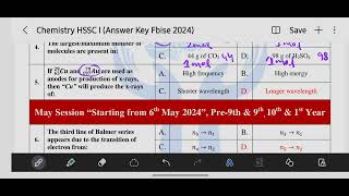 1st year chemistry solved Objective Paper Federal board 2024 [upl. by Nadaba]