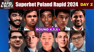 Round 456  Superbet Poland Rapid 2024  Carlsen Pragg Abdusattorov Duda Erigaisi Gukesh [upl. by Dowling]