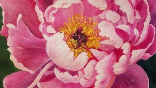 Floral Acrylic Painting Tutorial PEONY Blossom Flower LIVE [upl. by Alletsyrc]