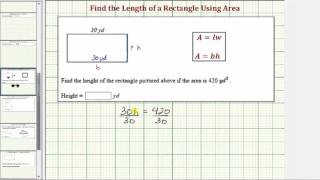 Ex Find the Height of a Rectangle Given the Area [upl. by Ecnesse]