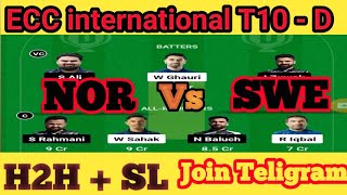 NOR vs SWE Dream11  NOR vs SWE Dream11 Prediction  ECC T10 Group  D Match [upl. by Nothgierc]