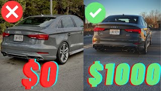 AUDI A3 GETS 1000 MBRP CATBACK EXHAUST [upl. by Ynots378]