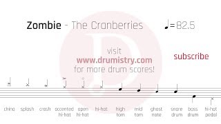 The Cranberries  Zombie Drum Score [upl. by Aicia825]