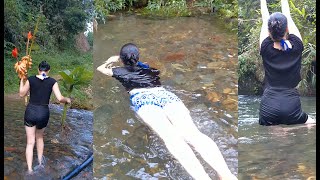 Swimming in waterfalls on the wild mountain  A summer day  Đi tắm ở thác trong núi [upl. by Nosyrb]