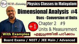 Dimensional Analysis  Uses  Plus One Physics  Chapter 2  Malayalam  Conversion of Units [upl. by Wistrup]