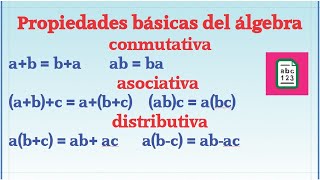 Propiedades básicas del álgebra propiedad conmutativa propiedad asociativa propiedad distributiva [upl. by Titania]