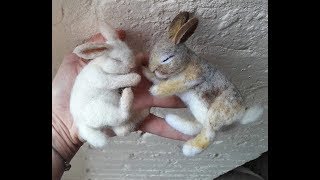 DIY Sleeping needle felting Wild Bunny Rabbit  The Wishing Shed asmr [upl. by Enyawud32]