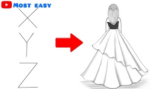 How to draw a girl Backside drawing  Easy drawing Step by step  girl drawing [upl. by Padgett]