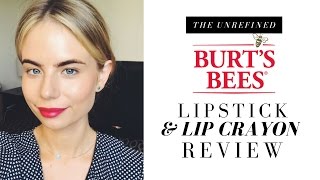 BURTS BEES Lipstick amp Lip Crayon Review [upl. by Einnos588]