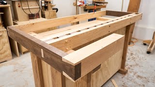 The Woodworkers Workbench  Hand Cut Dovetails Dog Holes and a Vise [upl. by Chu35]